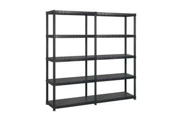 Oppbevaringshylle 5 nivåer svart 170x40x185 cm plast - Svart - Oppbevaring - Hyller - Vegghylle