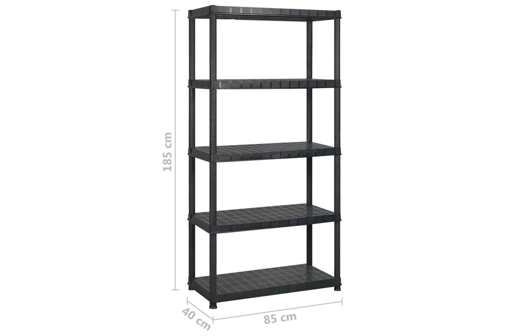 Oppbevaringshylle 5 nivåer svart 170x40x185 cm plast - Svart - Oppbevaring - Hyller - Vegghylle