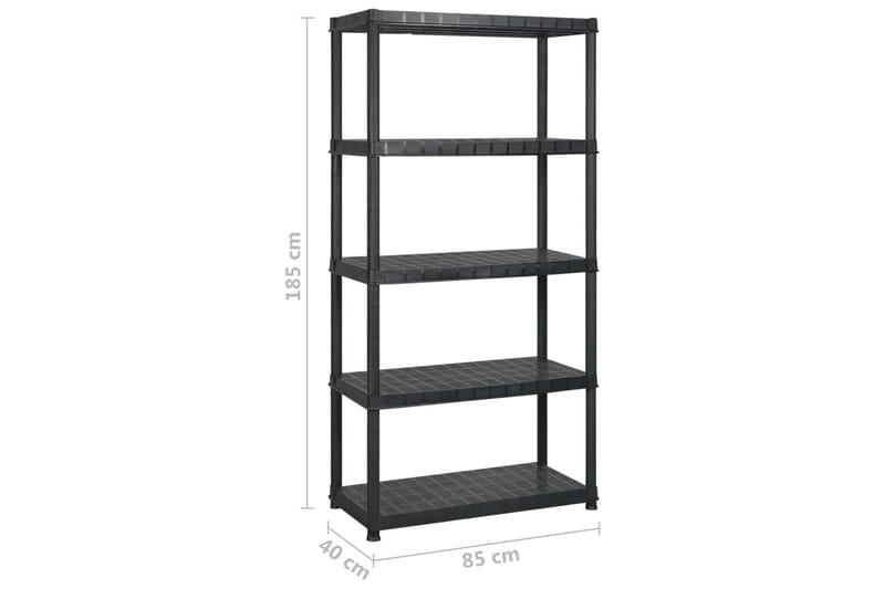 Oppbevaringshylle 5 nivåer svart 170x40x185 cm plast - Svart - Oppbevaring - Hyller - Vegghylle