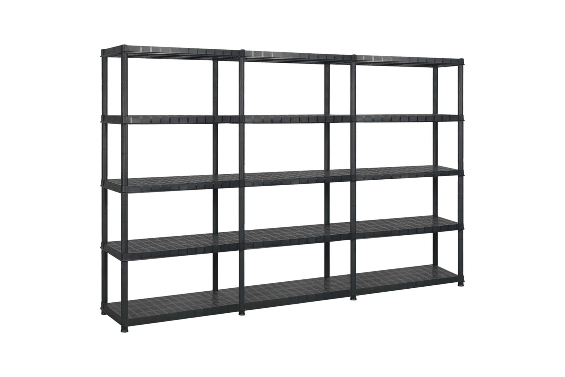 Oppbevaringshylle 5 nivåer svart 255x40x185 cm plast - Svart - Oppbevaring - Hyller - Vegghylle
