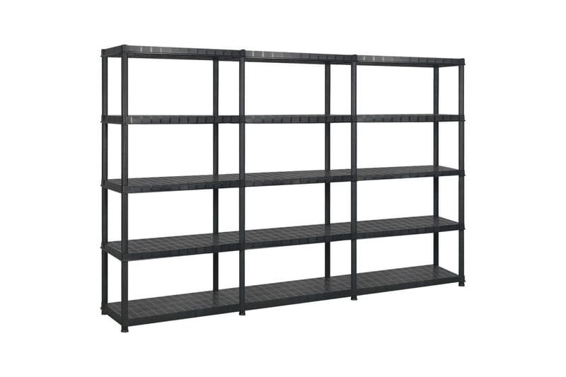 Oppbevaringshylle 5 nivåer svart 255x40x185 cm plast - Svart - Oppbevaring - Hyller - Vegghylle