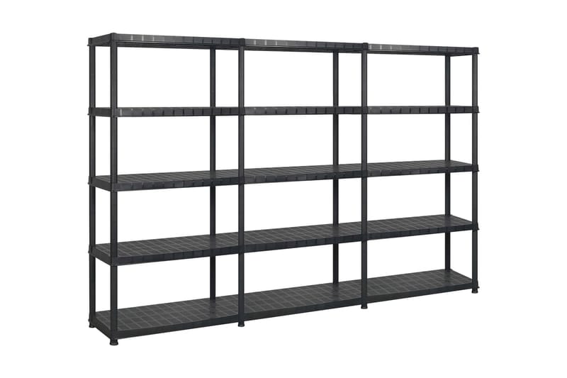 Oppbevaringshylle 5 nivåer svart 274,5x45,7x185 cm plast - Svart - Oppbevaring - Hyller - Vegghylle