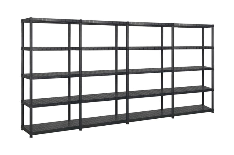 Oppbevaringshylle 5 nivåer svart 340x40x185 cm plast - Svart - Oppbevaring - Hyller - Vegghylle