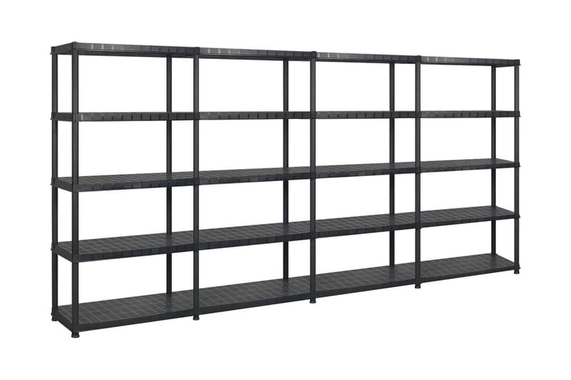 Oppbevaringshylle 5 nivåer svart 366x45,7x185 cm plast - Svart - Oppbevaring - Hyller - Vegghylle