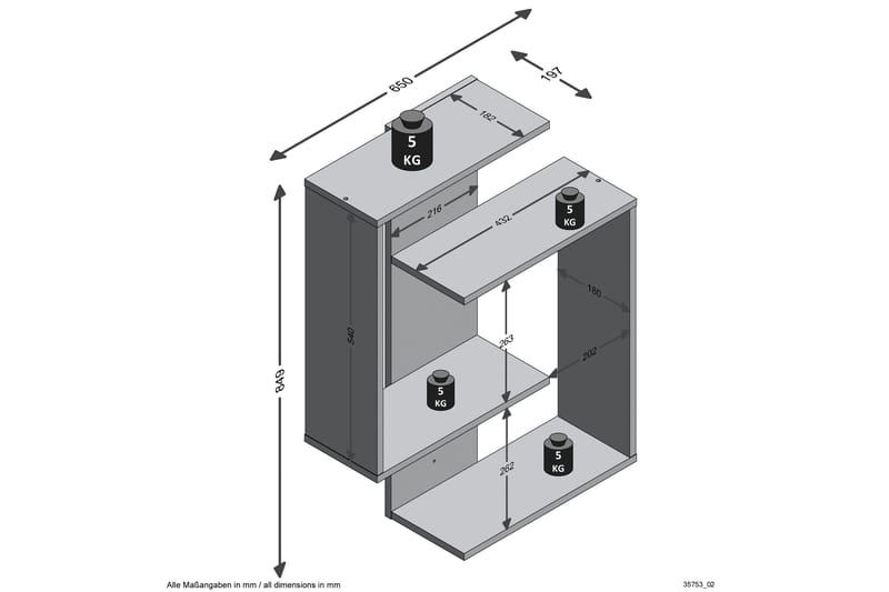 Prabhat Vegghylle 44 cm - Brun - Oppbevaring - Hyller - Vegghylle