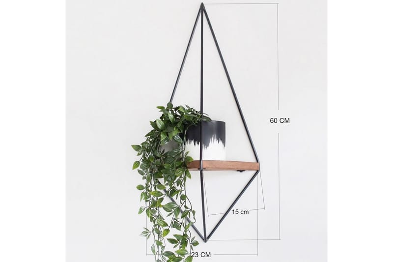 Pukkuri Vegghylle 23 cm - Brun/Svart - Oppbevaring - Hyller - Vegghylle