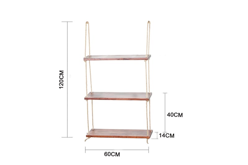 Pukkuri Vegghylle 60 cm - Brun - Oppbevaring - Hyller - Vegghylle