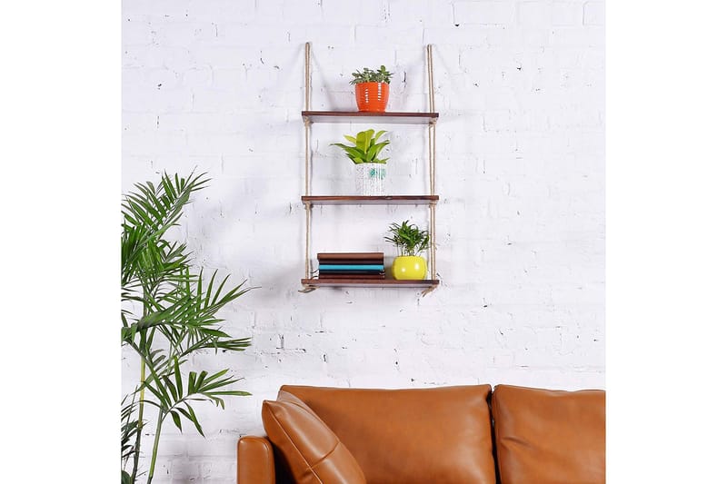 Pukkuri Vegghylle 60x13 cm i M ørkt Tre - Brun - Oppbevaring - Hyller - Vegghylle