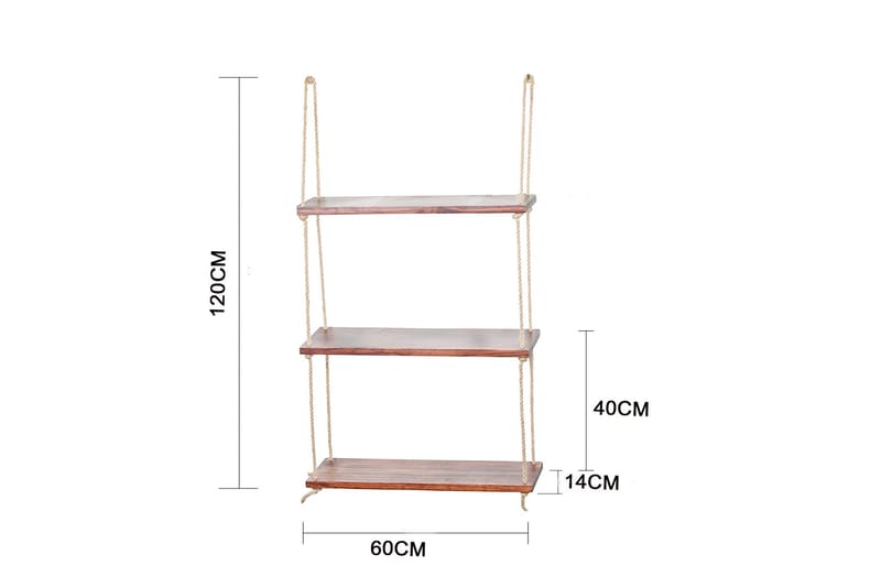 Pukkuri Vegghylle 60x13 cm i Mørkt Tre - Brun - Oppbevaring - Hyller - Vegghylle