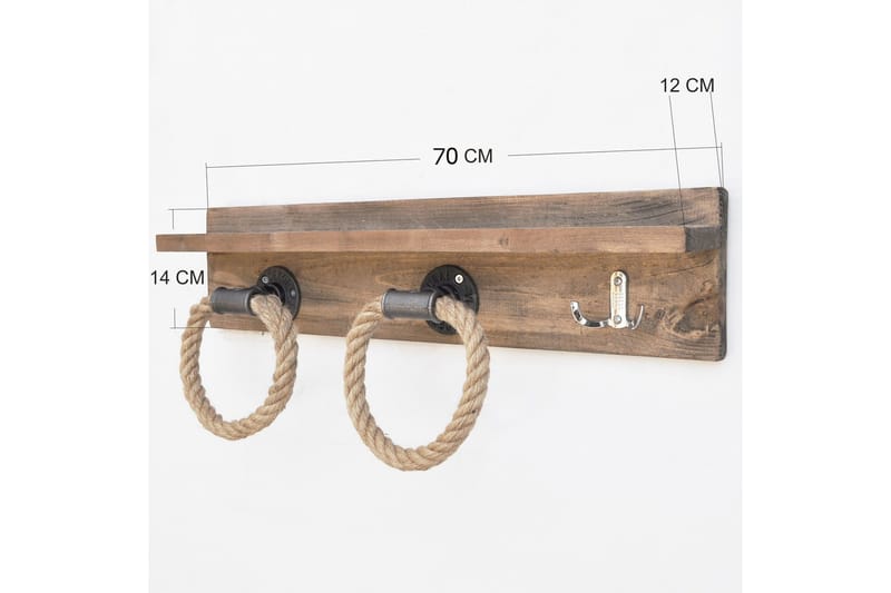 Pukkuri Veggoppheng 60 cm - Brun - Oppbevaring - Klesoppbevaring - Stumtjener - Knagger