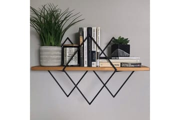 Pukkuri Papirholder med Hylle 60 cm - Brun/Svart - Oppbevaring - Hyller - Vegghylle