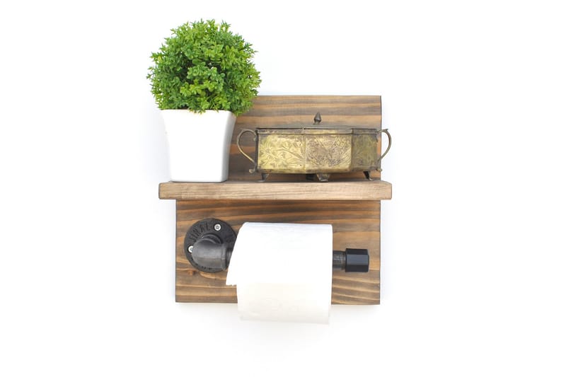 Pukkuri Papirholder 14 cm - Brun/Svart - Oppbevaring - Hyller - Vegghylle