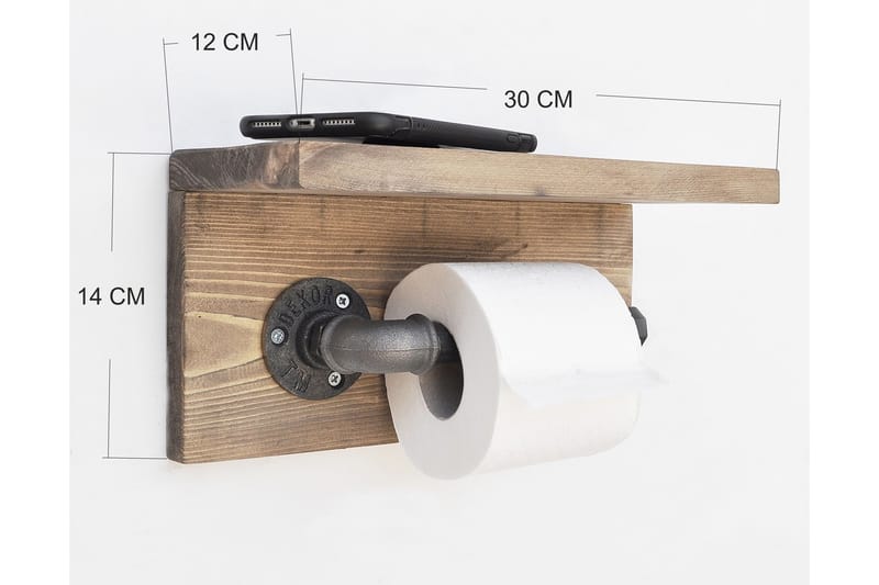 Pukkuri Papirholder 30 cm - Brun/Svart - Oppbevaring - Hyller - Vegghylle