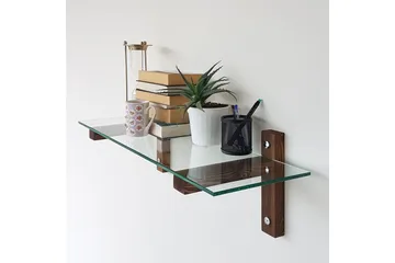 Quezad Vegghylle 85 cm - Valnøtt - Oppbevaring - Hyller - Vegghylle