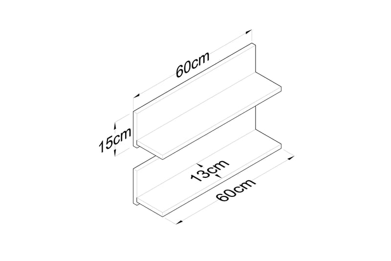 Ramulu Vegghylle 60 cm - Valnøtt/Hvit - Oppbevaring - Hyller - Vegghylle