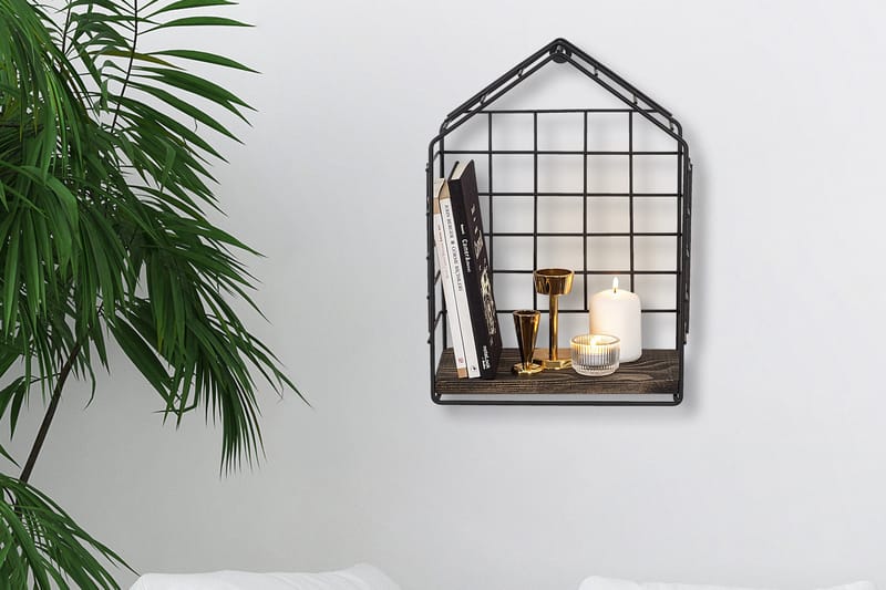 Rastdorf Vegghylle 15x27 cm - Svart / Valnøtt - Oppbevaring - Hyller - Vegghylle