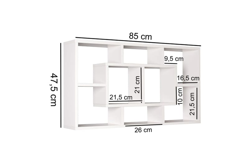 Rhosgoch Vegghylle - Hvit - Oppbevaring - Hyller - Vegghylle