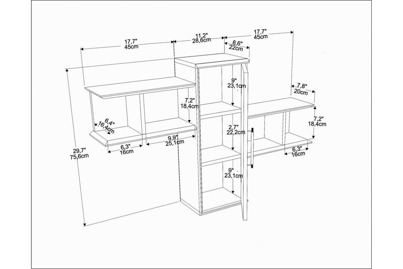 Rinorea Vegghylle 118,6x51,8 cm - Brun - Oppbevaring - Hyller - Vegghylle