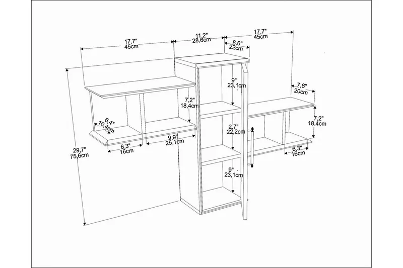 Rinorea Vegghylle 118,6x51,8 cm - Svart - Oppbevaring - Hyller - Vegghylle