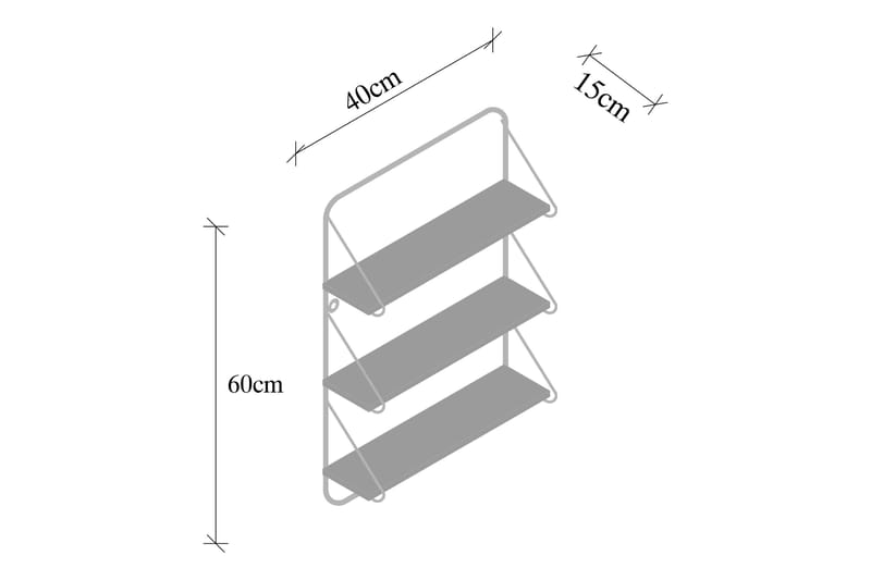 Rinorea Vegghylle 60x15 cm 3 Hyller - Vegghylle