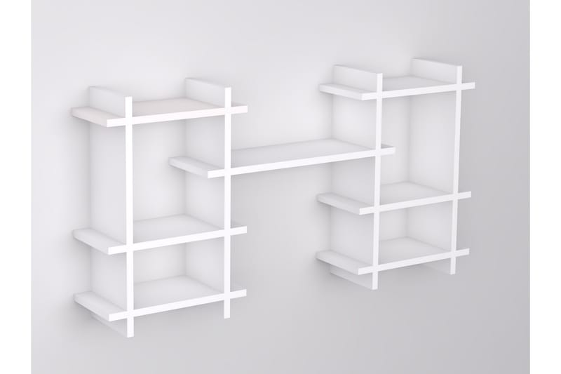 Senkele Vegghylle 117x60 cm 7 Hyller - Hvit - Oppbevaring - Hyller - Vegghylle