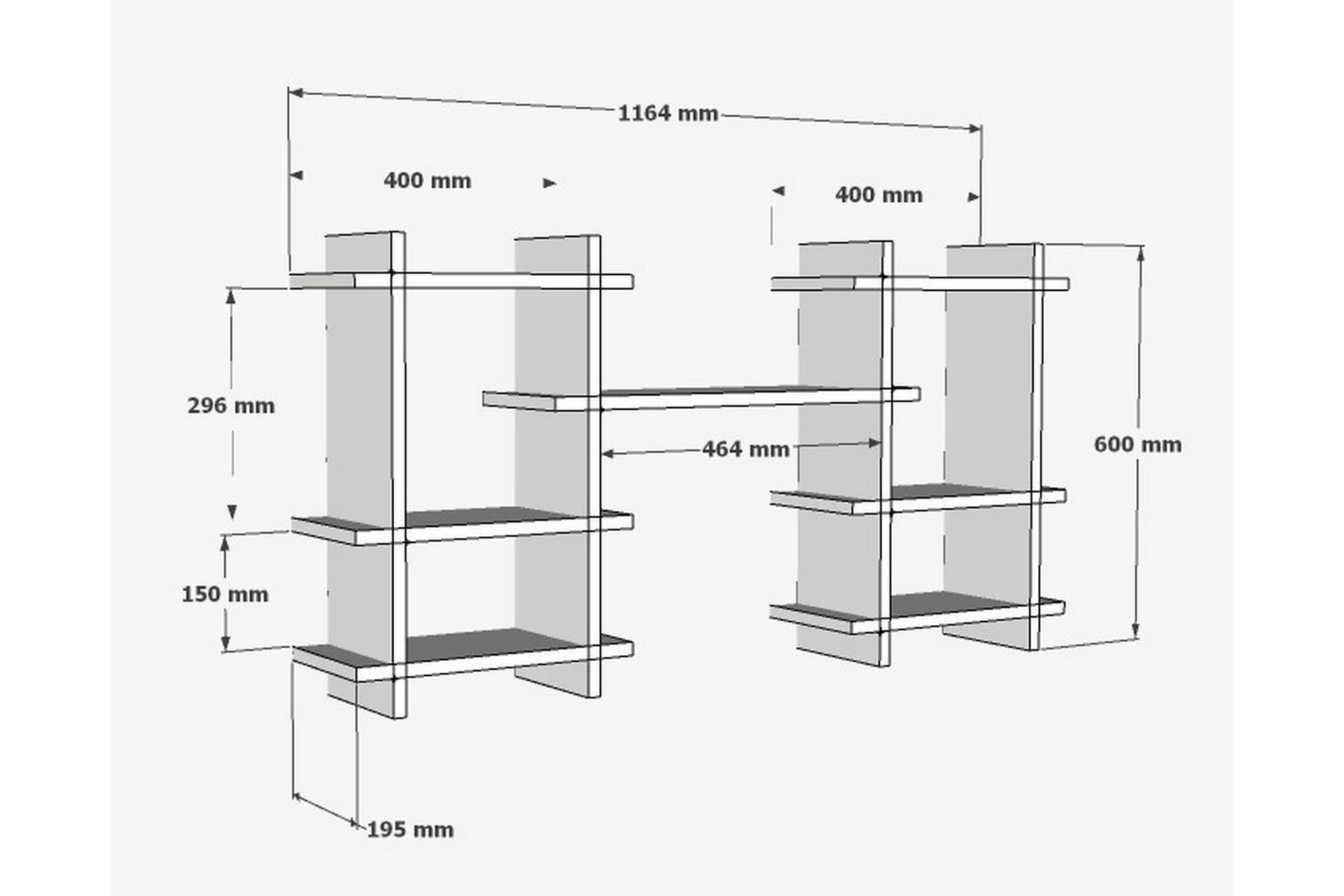 Senkele Vegghylle 117x60 cm 7 Hyller - Hvit - Oppbevaring - Hyller - Vegghylle
