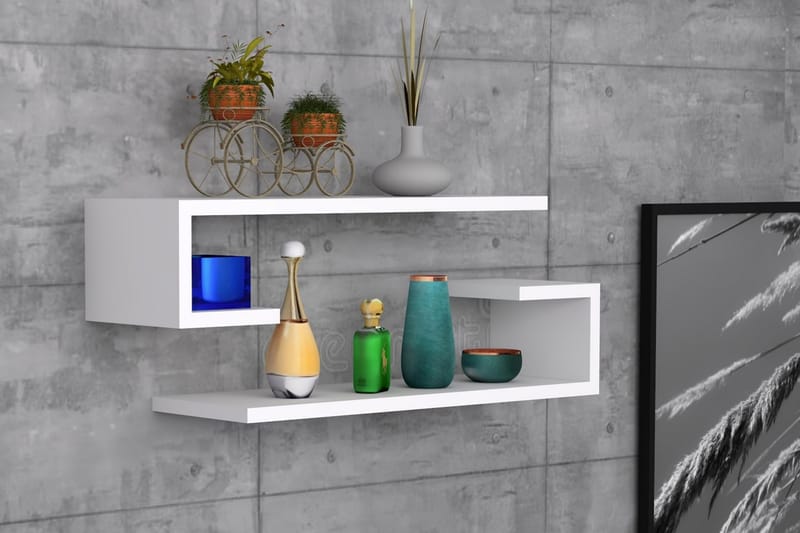 Sergoit Vegghylle 60x20 cm 4 Hyller - Hvit - Oppbevaring - Hyller - Vegghylle