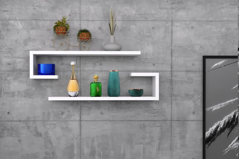 Sergoit Vegghylle 60x20 cm 4 Hyller - Hvit - Oppbevaring - Hyller - Vegghylle