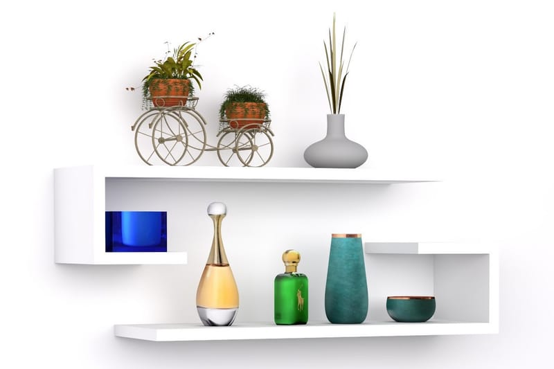 Sergoit Vegghylle 60x20 cm 4 Hyller - Hvit - Oppbevaring - Hyller - Vegghylle
