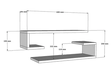 Sergoit Vegghylle 60x20 cm 4 Hyller - Hvit - Oppbevaring - Hyller - Vegghylle