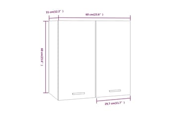 Skap røkt eik 60x31x60 cm konstruert tre - Brun - Oppbevaring - Hyller - Vegghylle