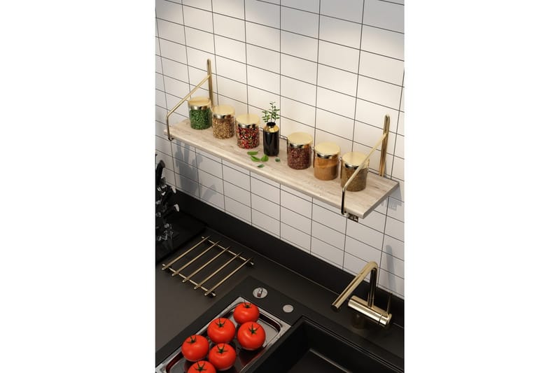 Vegghylle Sorab Gull / Brun - Brun/Gull - Oppbevaring - Hyller - Vegghylle