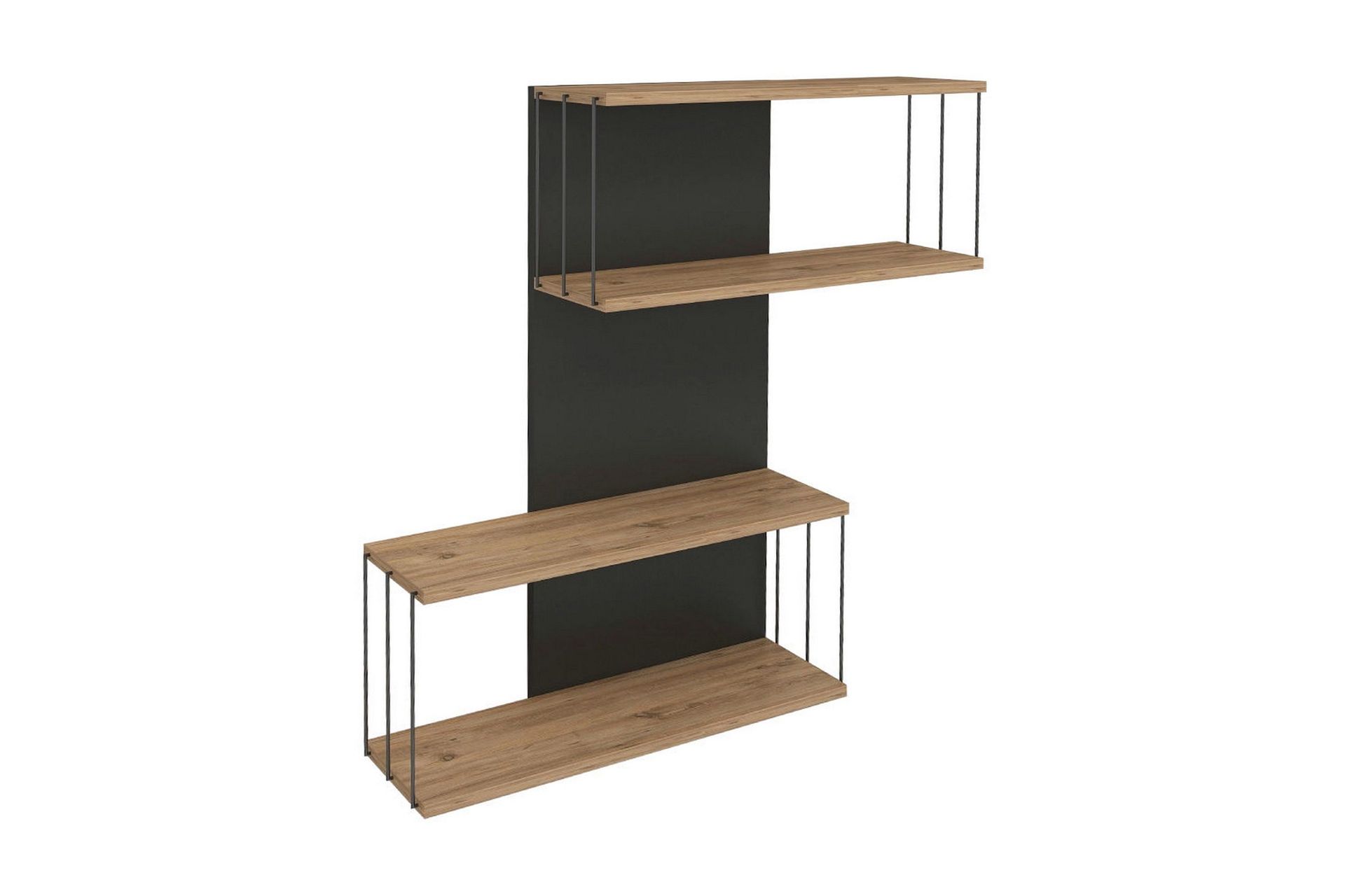 Sringer Vegghylle 19x65 cm - Antrasitt / Natur
