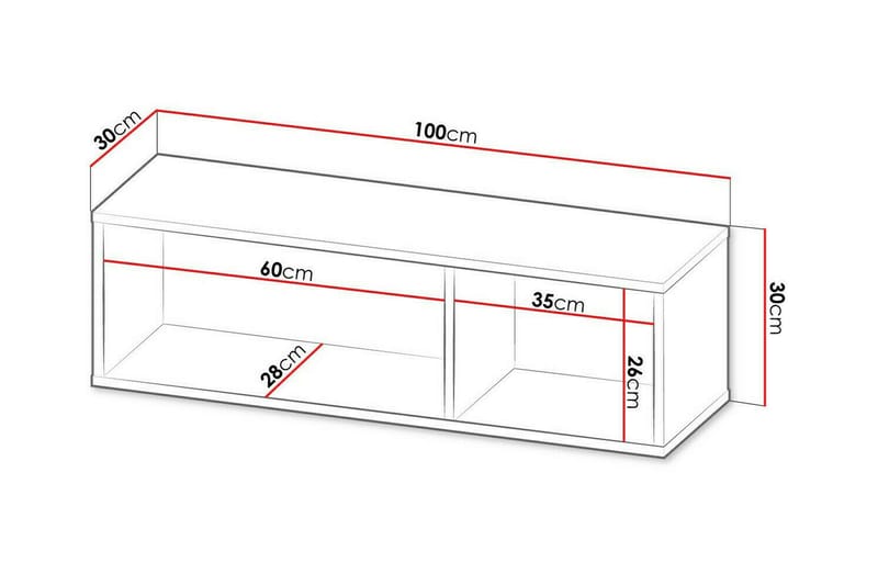 Staffin Vegghylle 100x30 cm - Hvid - Oppbevaring - Hyller - Vegghylle