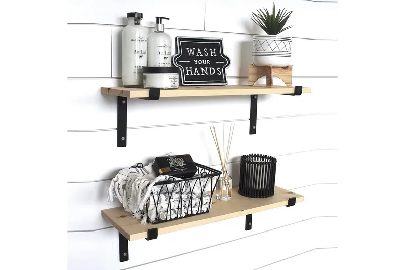 Straad Vegghylle 60 cm - Svart / Valnøtt - Oppbevaring - Hyller - Vegghylle