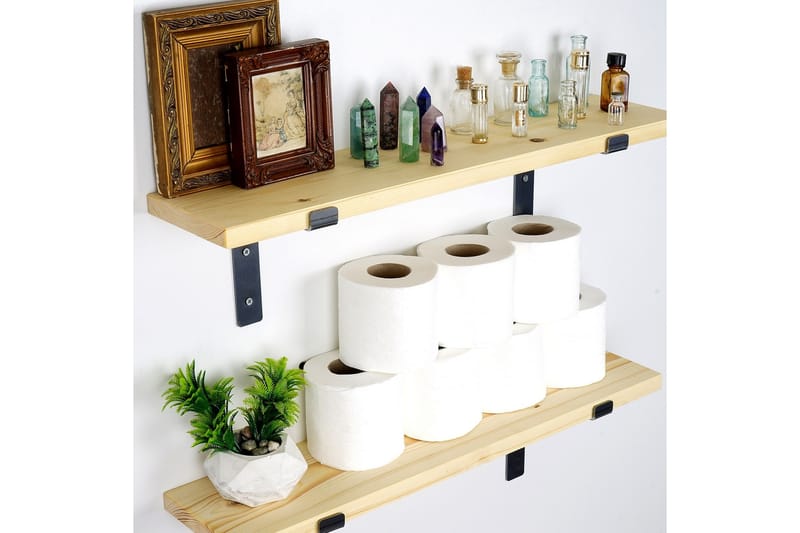 Straad Vegghylle 60 cm - Svart / Valnøtt - Oppbevaring - Hyller - Vegghylle
