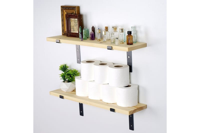 Straad Vegghylle 60 cm - Svart / Valnøtt - Oppbevaring - Hyller - Vegghylle