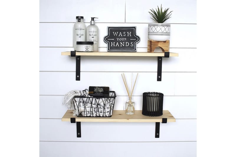 Straad Vegghylle 60 cm - Svart / Valnøtt - Oppbevaring - Hyller - Vegghylle