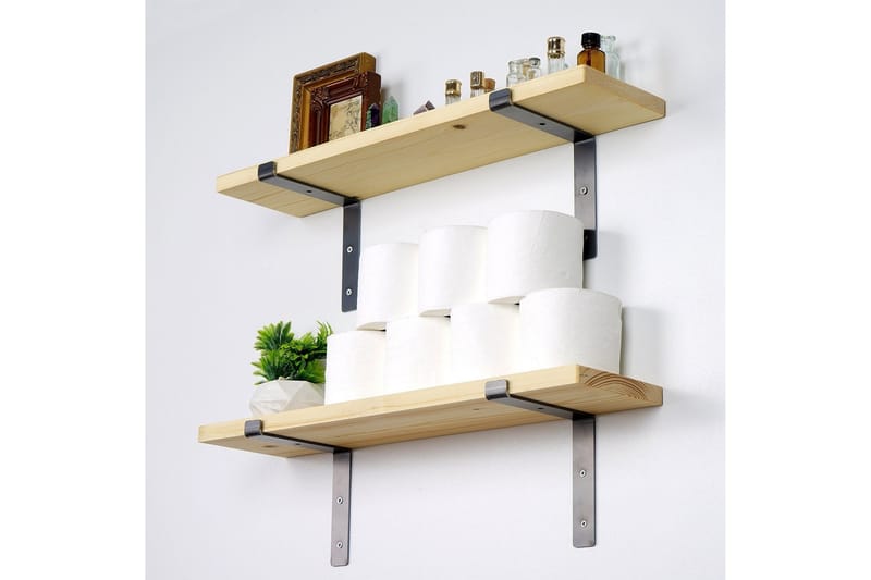 Straad Vegghylle 60 cm - Svart / Valnøtt - Oppbevaring - Hyller - Vegghylle