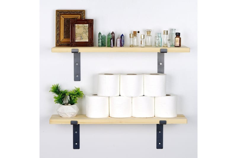 Straad Vegghylle 60 cm - Svart / Valnøtt - Oppbevaring - Hyller - Vegghylle