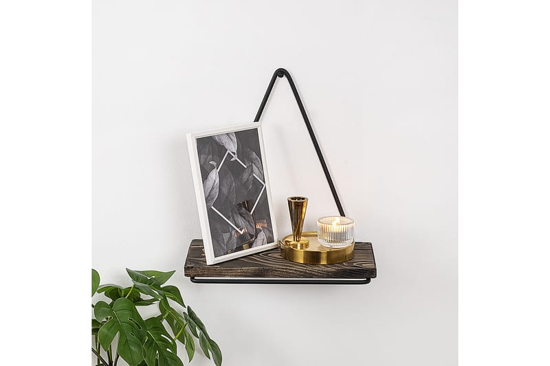 Takasu Vegghylle 15x27 cm - Svart / Valnøtt - Oppbevaring - Hyller - Vegghylle