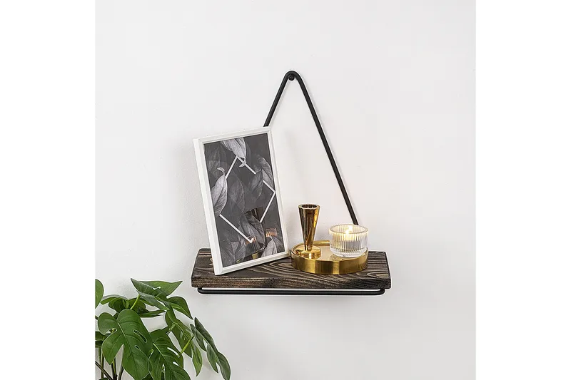 Takasu Vegghylle 15x27 cm - Svart / Valnøtt - Oppbevaring - Hyller - Vegghylle