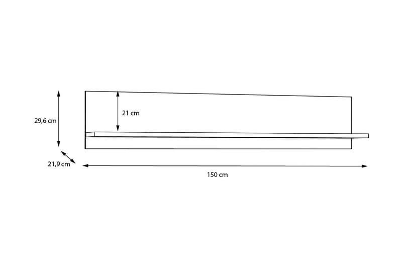 Tolovgrad Vegghylle 22x150 cm - Grå/Hvit - Oppbevaring - Hyller - Vegghylle