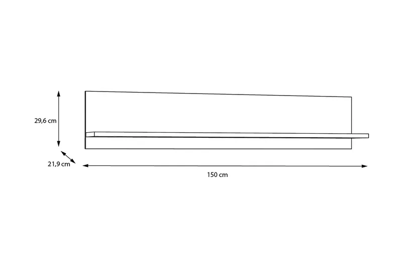 Tolovgrad Vegghylle 22x150 cm - Grå/Hvit - Oppbevaring - Hyller - Vegghylle