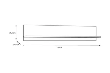 Tolovgrad Vegghylle 22x150 cm - Grå/Hvit - Oppbevaring - Hyller - Vegghylle