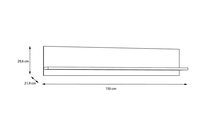 Tolovgrad Vegghylle 22x150 cm - Grå/Hvit - Oppbevaring - Hyller - Vegghylle