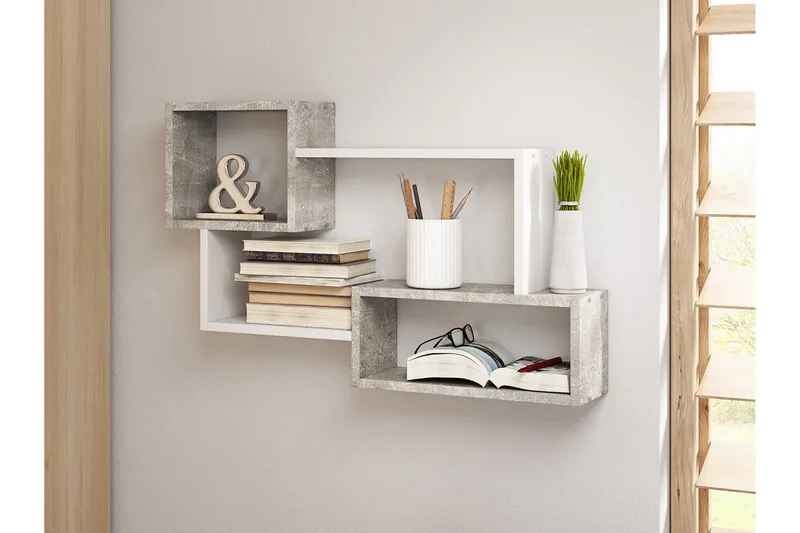 Trio Vegghylle 87x18x54 cm - Beige/Grå - Oppbevaring - Hyller - Vegghylle