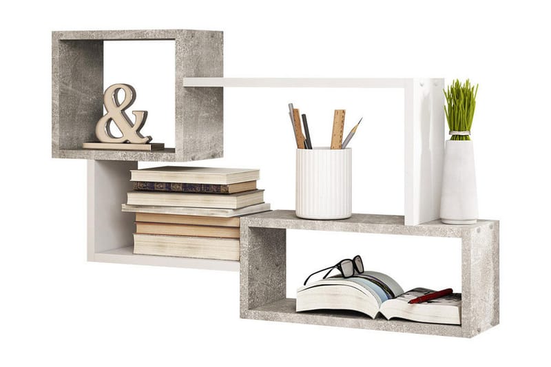 Trio Vegghylle 87x18x54 cm - Beige/Grå - Oppbevaring - Hyller - Vegghylle