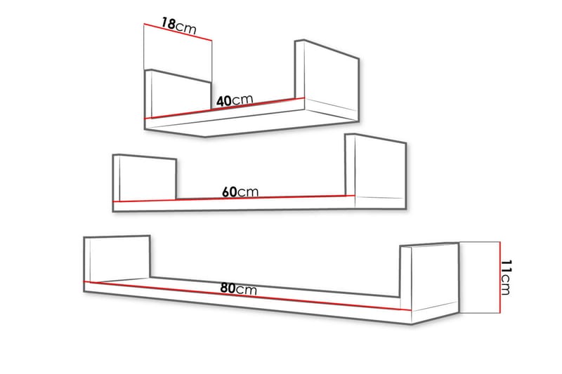 Trio Vegghylle - Beige / Grå - Oppbevaring - Hyller - Vegghylle