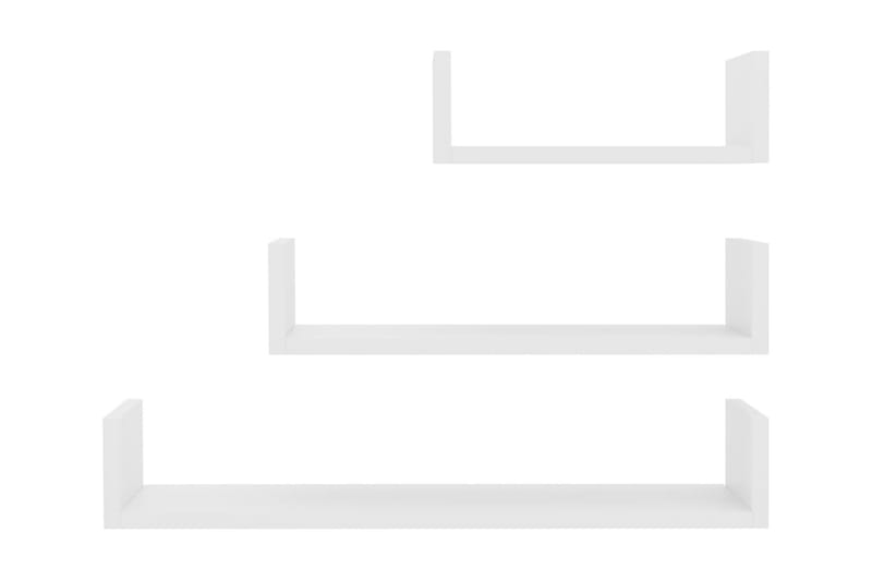 Vegghylle 3 stk høyglans hvit sponplate - Hvit - Oppbevaring - Hyller - Vegghylle
